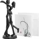 6th Anniversary Iron Sculpture Gift  Romantic Couple Statue for Her, Handcrafted Black Metal Decor  Wedding, Valentines, Birthday Keepsake  Includes Card