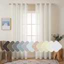 MIULEE 2 Panels Natural Linen Long Semi Sheer Window Curtains Elegant Solid Ivory Drapes Grommet Top Window Voile Panels Linen Textured Panels for Bedroom Living Room (52X108 Inch) (52"W x 108"L (Pack of 2))