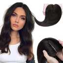 Elailite Hair Toppers for Women Real Human Hair Topper Thinning Thin 5.1"x2.8" Silk Base Clip in Straight Remy Hairpieces 10 Inch Natural Black