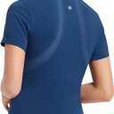 baleaf Women's Short Sleeve Workout Tops Yoga Shirts Stretchy Lightweight Athletic T-Shirts Gym Running Sports Tee (Blue, S)