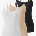 Air Curvey 2/3 Pack Cotton Women's Camisole with Shelf Bra Adjustable Strap Tank Tops Soft Undershirts Layering Tops, Size L