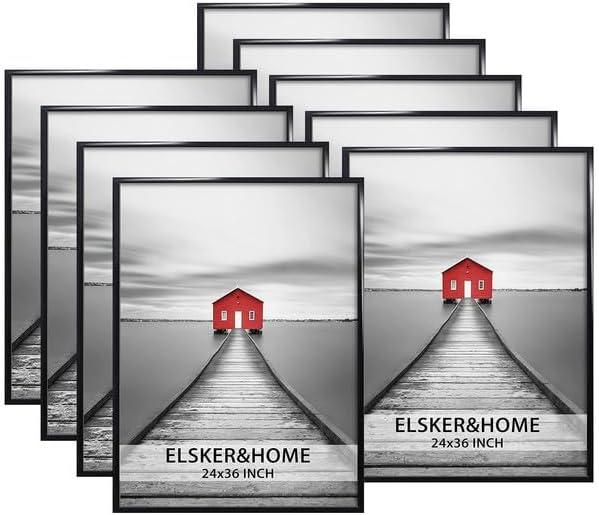 ELSKER&HOME 24x36 Poster Frame 9 Pack, Black Picture Frame for Horizontal or Vertical Wall Mounting, Sturdy and Scratch-proof ELSKER&HOME 24x36 Poster Frame 9 Pack, Black Picture Frame for Horizontal or Vertical Wall Mounting, Sturdy and Scratch-proof