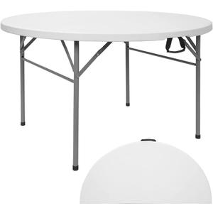 4FT Round Folding Table 48 Inch, Bifold Plastic Dining Table for Wedding, Party, Garden, Patio