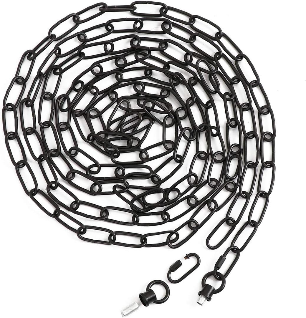 15ft Heavy Duty Chain for Light Fixture, Pendant Light Extra Chain Permits Installation of Chain-Hung Fixtures on High Ceilings with Max Fixture Weight of 65 Pounds, Black, L0460