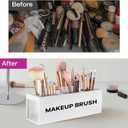 Suli Large Makeup Brush Holder Organizer, Wooden Cosmetic Brushes Storage with 3 Slots, Eyeliners Display Case for Vanity Desktop Bathroom Countertop -White