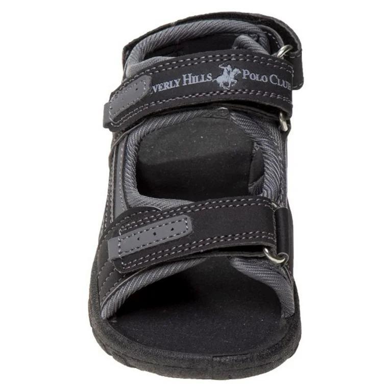 Beverly Hills Boys Sports Active Sandals Open Toe Athletic Summer Shoe, Black Grey, 5 Toddler
