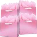 PAPER FAIR 12Pcs Ombre Rose Baby Pink Gift Bags Bulk w/ 24 Tissue Paper, 9 x 7 In, Gradient Pastel Glitter Paper Gift Wrap Bag, Recyclable Gift Packaging for Valentines Mother's Day Birthday Baby
