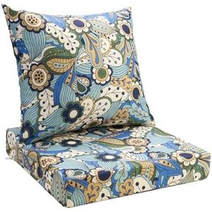 UNIKOME Outdoor Seat Cushions 24 X 24 Inch - Water-Resistant & Fade Resistant, Removable Cover Patio Furniture Cushions for Chair, Sofa, Couch, Wicker, Sun Flower