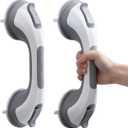 TAILI Shower Grab Bar, 2 Pack 12 Inch Suction Grab Bars for Bathtubs and Showers for Elderly, Shower Handle for Seniors Bathroom Safety Grip, No Drilling Removable, Grey 