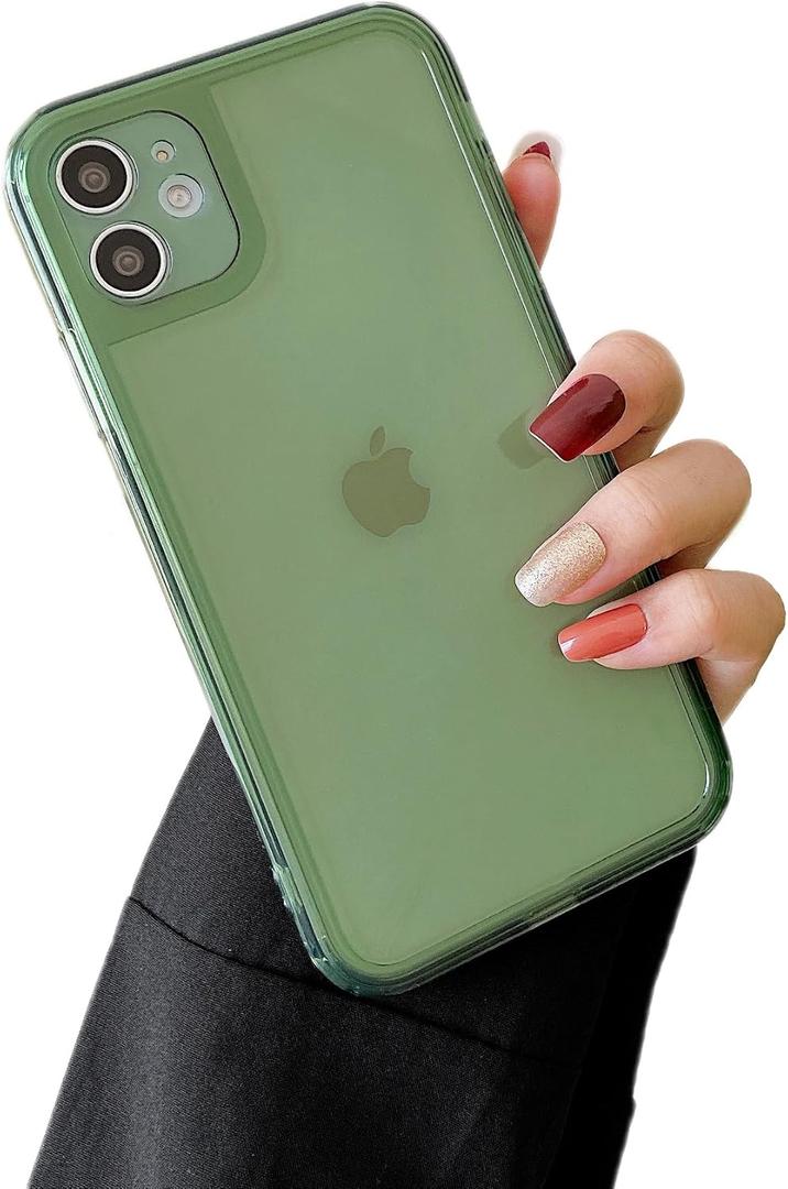 ZTOFERA Case for iPhone 11 6.1 inch,Cute Clear Soft Silicone Bumper Protective Retro Color Transparent Shockproof Phone Case - Green