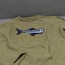 Women Fashion Rib Knit Fish Graphic Oversized Sweater Y2k Vintage Crew Neck Loose Fit Knitted Pullover Sweaters (Medium, Army Green)