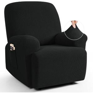 TAOCOCO Recliner Cover 4-Pieces, Recliner Stretch Sofa Slipcover, Recliner Cover 1 Seat, Couch Protector Soft, Furniture Protector Covers with Elastic,Chair Covers Jacquard Pattern (Black)
