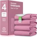 Washable Underpads, Heavy Absorbency Reusable Incontinence Pads for Kids, Adults, Elderly, and Pets, Waterproof Protection Floor (Pink and White, 18" x 24" - Pack of 4)