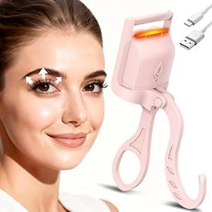 HOTRYEE Heated Eyelash Curler, 5S Fast Heating Electric Eyelash Curler, Safe AntiScald Eyelash Curlers with Silicone Pad, TypeC Quick Charge, Intelligent Temp Control, 24H LongLasting Curls (Pink)