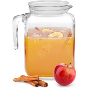 Bormioli Rocco Hermetic Seal Pitcher With Lid and Spout [68 Ounce] for Homemade Juice & Iced Tea or for Glass Milk Bottles, Clear (Frosted)