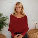 Knitted Scarf with Sleeves for Women Multifunctional Shrugs Sweater Wrap Fall Winter Fashion Crochet Cape Shawl (Red, M)