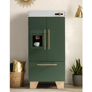 ROBOTIME Wooden Toy Fridge - Play Kitchen Set with Accessories, Kitchen Playset Interactive Refrigerator for Pretend Play Fridge for Kids, Toddler Kitchen Appliance (Vintage Green)