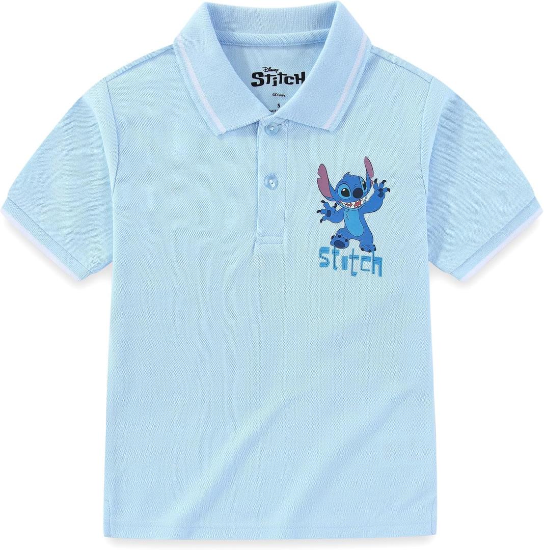 Disney Lilo & Stitch Boys Short Sleeve Polo Shirt for Big Kids (Blue)size 7