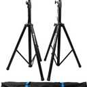 Rockville RVSS2 Pair Adjustable Tripod DJ PA Speaker Stands (2), Sturdy Steel Construction, Lightweight, Carrying Case Included, Perfect for DJs and Live Events