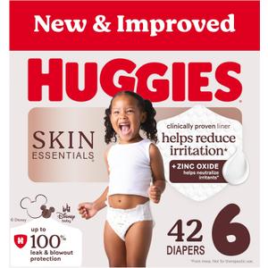 Huggies Size 6 Diapers, Skin Essentials Baby Diapers, Size 6 (35+ lbs), 42 Count