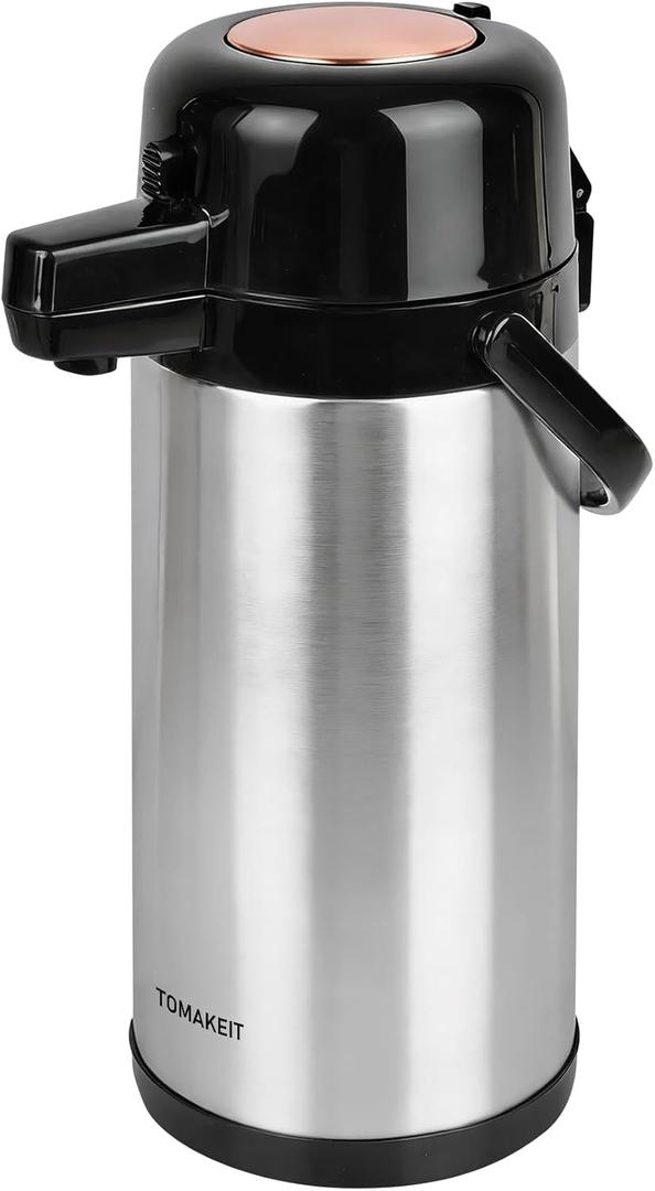 TOMAKEIT Airpot Coffee Carafe for Keeping Hot,102oz/3L Coffee Dispenser Thermal with Pump,Insulated Stainless Steel Hot Beverage Dispenser for Parties,Thermal Carafe for Hot Drinks Water Tea Chocolate