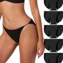 LUCKMEEY Cotton Underwear for Women Sexy Underwear High-Cut Underwears No Show Underwears Panties No Line Briefs 5 Pack X-Large