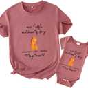 CM C&M WODRO Our First Mothers Day Mom Baby Matching Shirt New Mom Gift Newborn Infant Girl Romper Onesie Mommy and Me Outfit (X-Large, Mama-dark Pink)