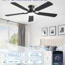 ZMISHIBO 52 Inch Ceiling Fan with Light, App&Remote Control, Flush Mount Low Profile, Dimmable 20W LED Light, Quiet Reversible Motor for Bedroom, Living Room, Apartment, Black