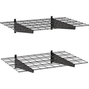 2-Pack 2x3ft Garage Wall Shelving, 24"x36" Shelf Storage Rack Floating Shelves Wall Mounted, Heavy Duty Storage Shelves, 800lbs Load Capacity, with 8 Hooks for Garage Organization, Black