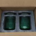 MKOSAB 2 Pack Qtip Holders for Bathroom, Clear Glass Apothecary Jars with Lids,Vintage Bathroom Canisters for Cotton Balls,Swabs,Floss Picks,Hair Ties,Vanity Organizer and Storage Decor (Green)