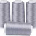 ilauke 3000 Yards Serger Thread of 4 Cones Each Spool 100% Polyester Sewing Thread All Purpose Sewing Thread for Serger Sewing Machine, Overlock Cone Sewing Supplies, 40S/2 Grey (Gray)