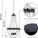 Hanging Solar Chandelier Outdoor Lantern, 30 Warm White Lights Acrylic Clear Beaded Chandelier with S Hooks Modern Lantern for Garden Yard Patio Gazebo Decorations, 28”H