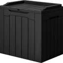 JUMMICO 31 Gallon Resin Deck Box Waterproof Indoor Outdoor Storage Boxes for Patio Furniture Cushions and Garden Tools (Black)