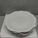 SOUJOY Set of 6 Porcelain Dinner Plate, 10'' Embossed Salad Plates, White Dessert Serving Plates for Steak Appetizer, Kitchen Plates for Restaurant, Family Party, Dishwasher Microwave Safe