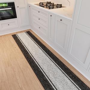 Ottomanson 2X6 Washable Hallway Runner Rug - Rug Runners for Kitchen Border Non-Slip Indoor Entryway Rug - Ultra-Thin Bathroom Floor Mat - Carpet for Laundry Room Bedroom, 22.5" x 6', 1'10" x 6'