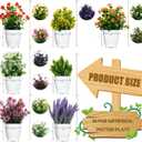 Cindeer 16 Pcs Small Fake Plants Artificial Potted Plants Faux House Plant Mini Pot Plastic Flowers for Indoor Outdoor Home Kitchen Office Desktop Wedding Decor
