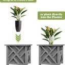 Lattice Design Outdoor Planter Box - 15.5 Square 16.5 Tall Gray Plant Pot - Decorative Plant Pots for Front Porch Decor - Flower Pots Outdoor Planters for Porch Patio or Garden Decor by Pure Garden