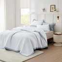 Bedsure White Quilts King Size - King Quilt Bedding Set Bedspread Coverlet, Lightweight Corduroy Pattern Bedspread, 3-Piece Set with 106"x96" Coverlet & 2 Pillow Shams, All-Season Soft Microfiber