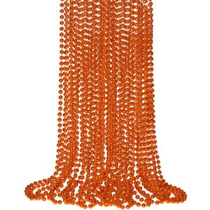 SHAOQINLIN 12 PCS Orange Bead Necklaces, Orange Mardi Gras Beads, Halloween Necklaces, 33 Inch Party Beads Necklace Round Beaded Necklace for Mardi Gras, Christmas, Halloween