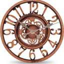 WrtmyR Outdoor Wall Clock Waterproof, 12 Inch Silent Non-Ticking Battery Operated Outside Clock, Decor Clock for Patio, Pool, Garden, Fence, Porch, Lanai, Farmhouse Decor (Red Copper)