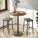 YATINEY Bar Table, Round Bar Table, Counter Height Table, Pub Cocktail Table, Metal Frame, for Bistro, Dining Room, Living Room, Terrace, Rustic Brown and Black BT05BR, 21.7 inches diameter x 39.4 inches height
