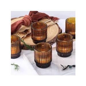 8 Pcs Amber Votive Candle Holders