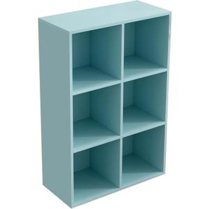 OSCHF 6-Cube Storage Shelf Bookcase - Wooden 3-Tier Floor Standing Open Bookshelf for Home and Office, Display Cabinet, Light Blue