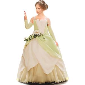 Princess Costume for Girls Princess Dress Halloween Fancy Party Dress Princess Dress Up Clothes for Little Girls (4-5T, Tiana)