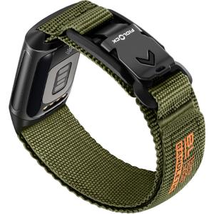 Bandletic Sport Band Compatible with Fitbit Charge 6/5 Bands for Men and Women, Rugged Soft Nylon Wristbands Replacement Straps with Magnetic Fidlock V-Buckle for Fitbit Charge 5/6 Fitness Tracker (Medium(6.5"-7.1"), Army Green)