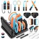 Switch 1/2 Sports Accessories Bundle with Organizer Station Compatible with Nintendo Switch Console & Joy-con, Storage and Organizer for Switch Sports Games, Family Sports Games Pack Accessories Kit (Orange & Blue)