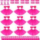60 Pcs Breast Cancer Awareness Accessories Set Bulk Tutu Skirts Pink Ribbon Pins Heart Sunglasses Knee High Socks Face Glitter Stickers for Breast Cancer Mud Run Parade Running Activities
