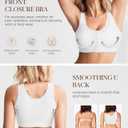 BRABIC Front Closure Post Surgery Compression Bras for Women Mastectomy Full Coverage Wireless Bra Back Smoothing (White, L)