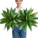 VeriNatural Artificial Agave Plant,23in Faux Plants Outdoor Decor,UV Resistant Large Potted Greenery,Realistic Plastic Succulents for Patio Porch Entryways Office Garden,Set of 2