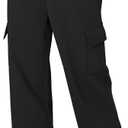 Trendy Queen Womens Cargo Sweatpants Oversized Fleece Joggers Baggy Athletic Pants with Pocket (Medium, Black)